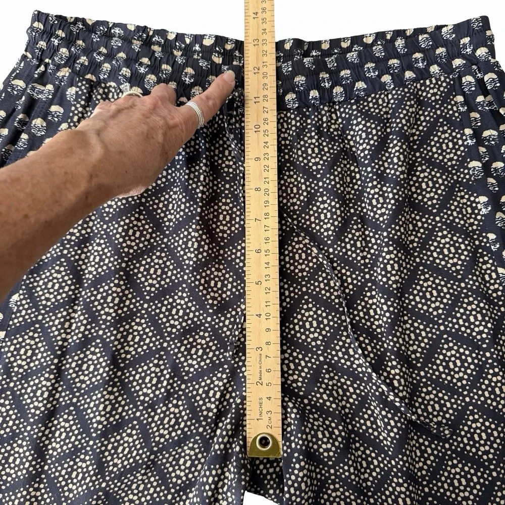 Michael Stars Jordan Pant M• Black Beige Printed Wide Leg Pull Boho Resort Flowy